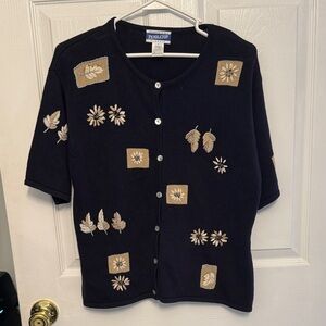 Pendleton Black and Tan Floral Cardigan